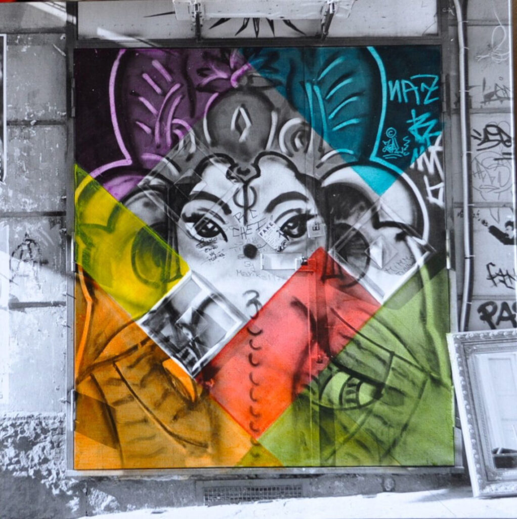 Ganesh, Rome 2011 acrylic and photograph on canvas