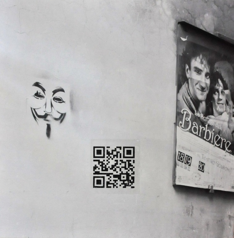 Hacktivist image with QR